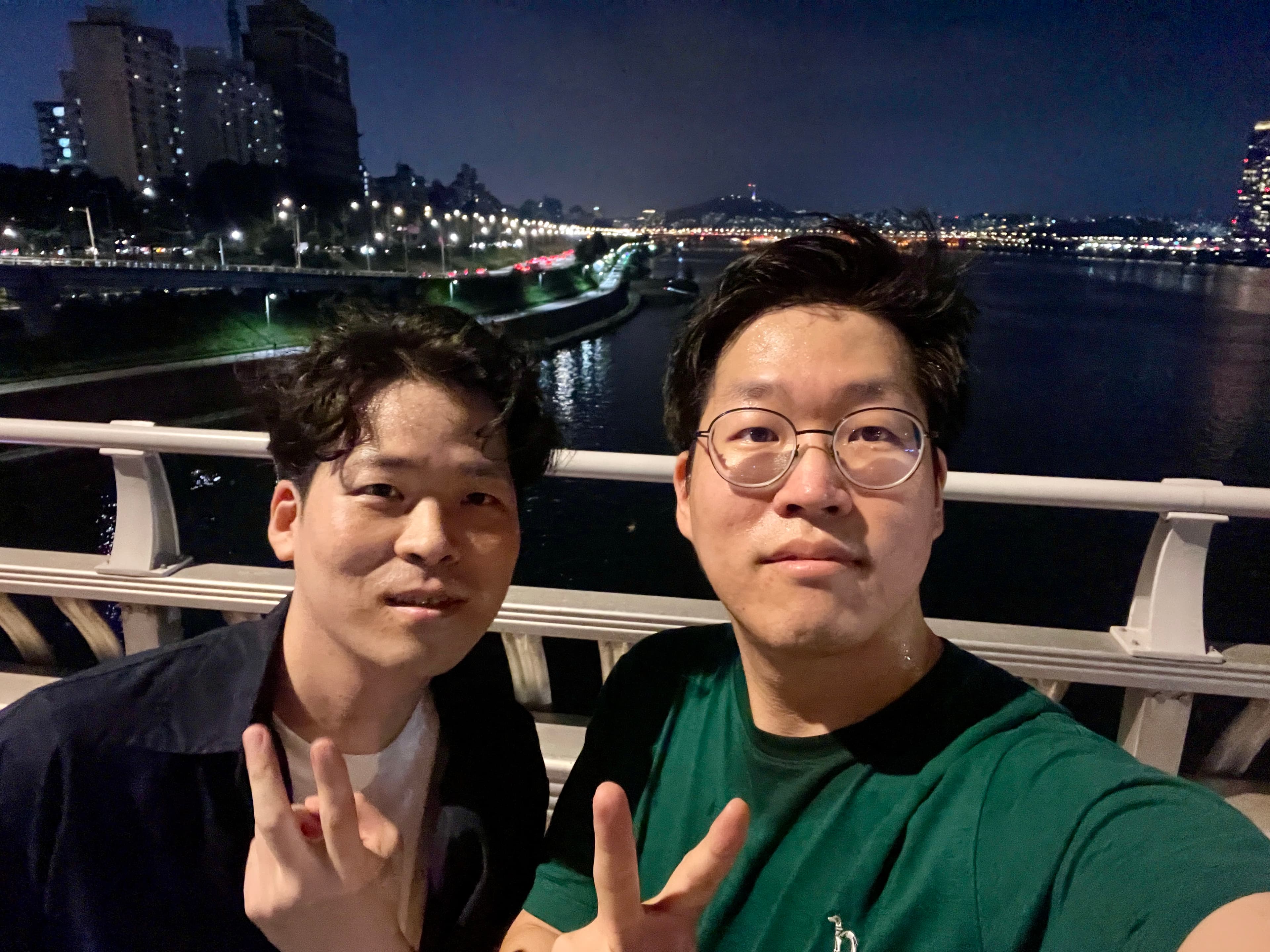 Me and my younger brother at the Han River in Seoul, South Korea